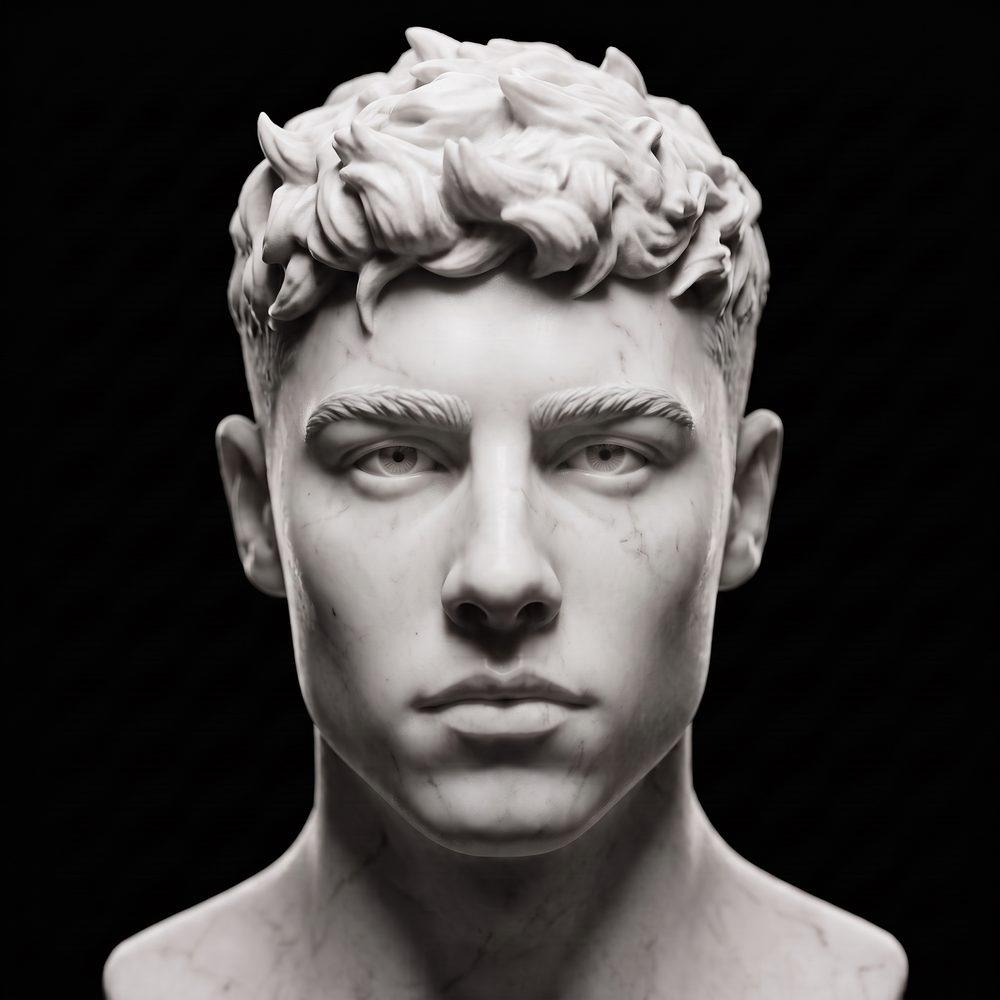 Marble bust of Sean Higgins, the Shotography artist image